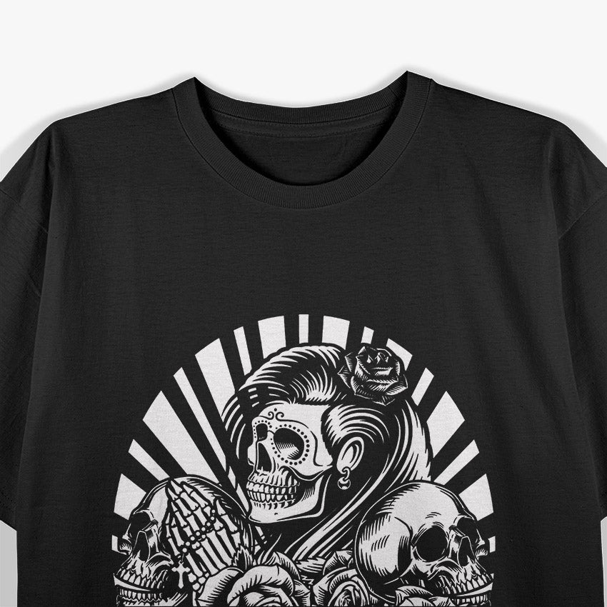 Santa Muerte Sugar Skull – Mexican Sacred Art Love T-Shirt