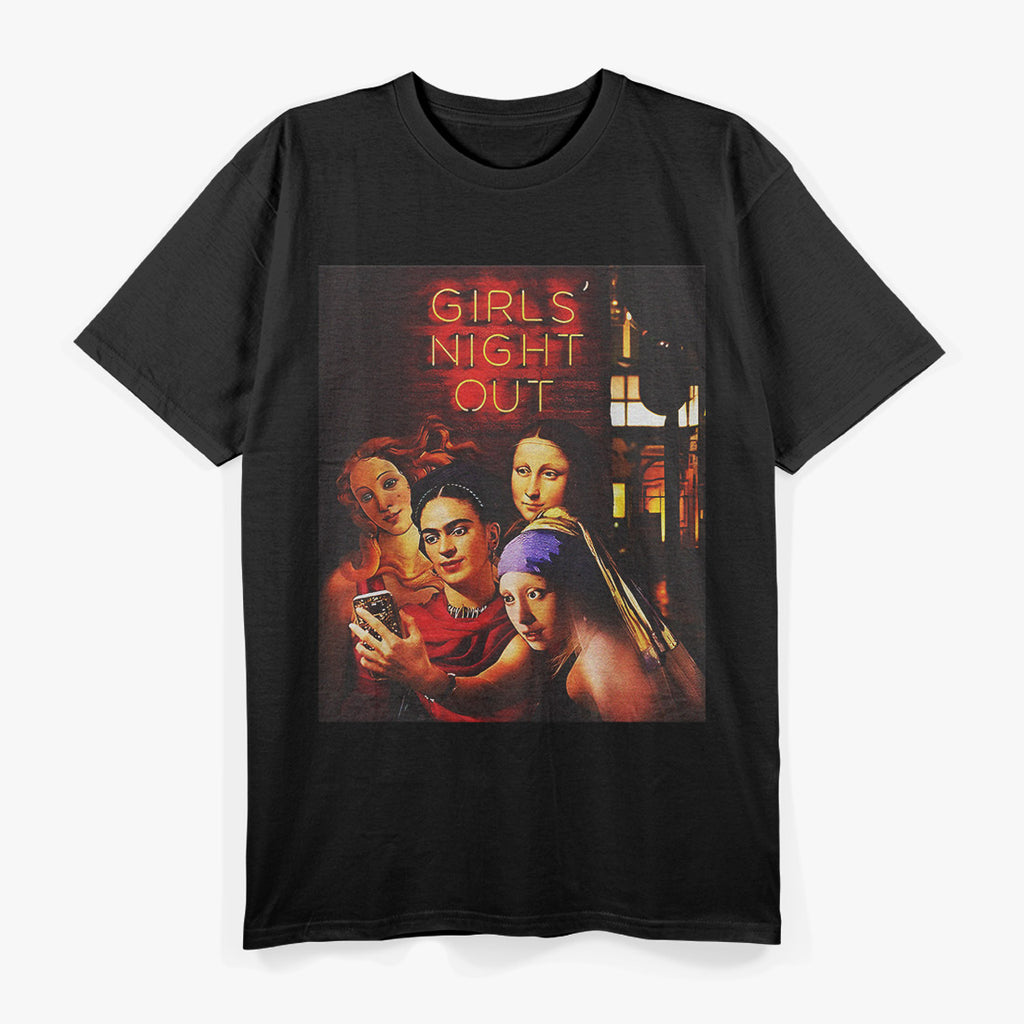 Funny Girls Night Out Mona Lisa Painting T-Shirt