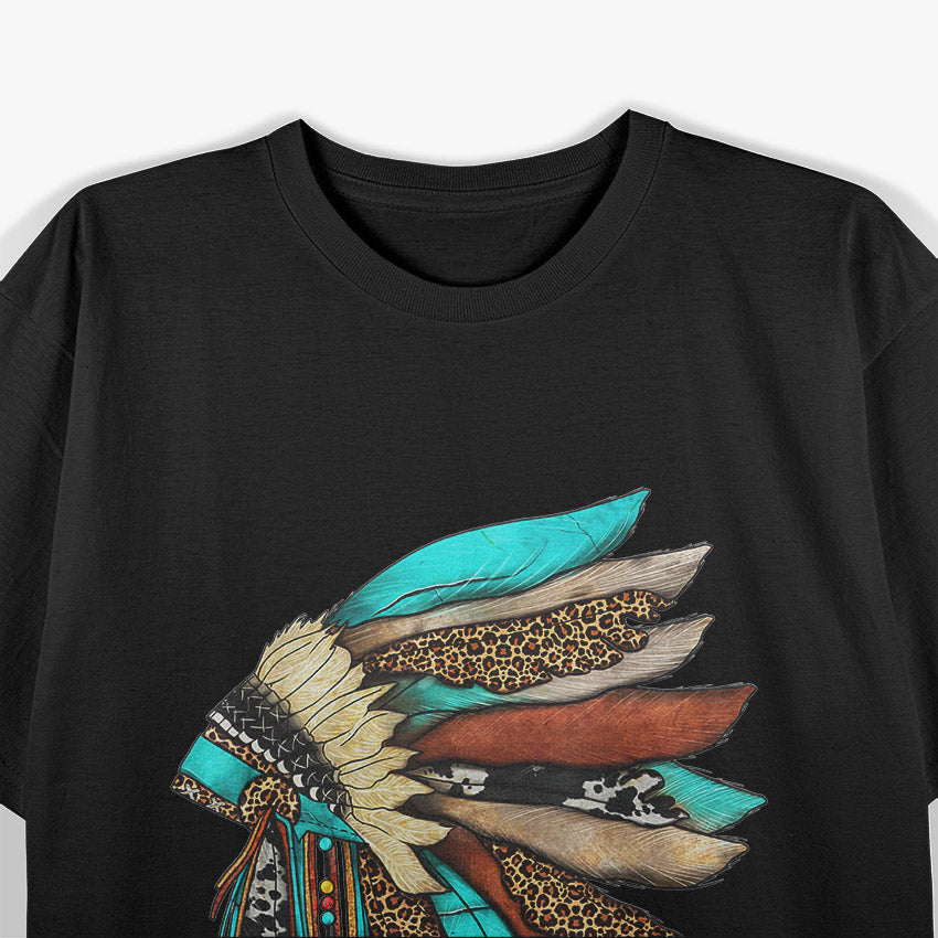 Indigenous Headdress Inspired Tribal Heritage Art T-Shirt