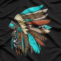 Indigenous Headdress Inspired Tribal Heritage Art T-Shirt