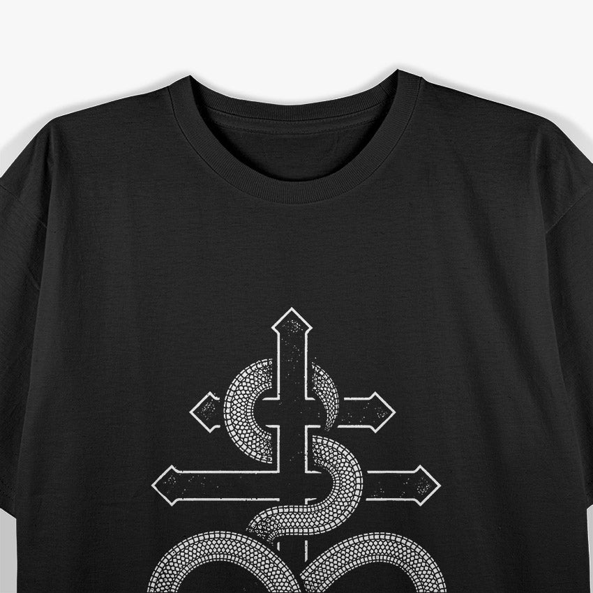 Satanics Snake Leviathan Cross Occult Symbol T-Shirt