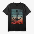 Papitän Papa Lustiges Retro Vatertag Geschenk T-Shirt