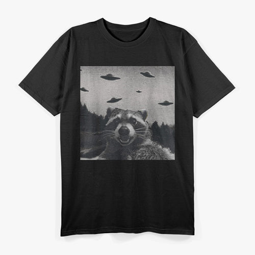 Alien UFO Funny Raccoon Abduction Meme T-Shirt