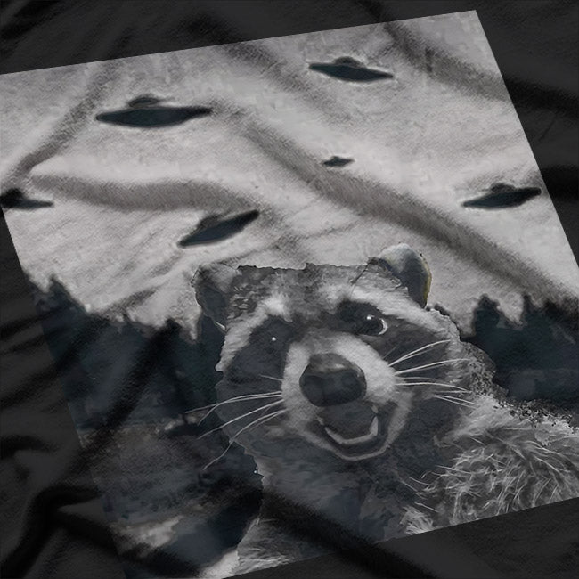 Alien UFO Funny Raccoon Abduction Meme T-Shirt