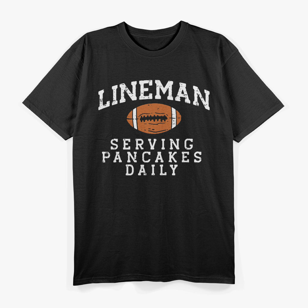American Football Lineman Serving Pancakes Daily Funny T-Shirt