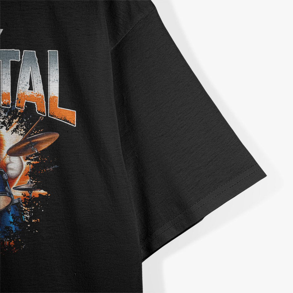 Heavy Metal Cat Drummer Meowtal Funny Music Lover T-Shirt