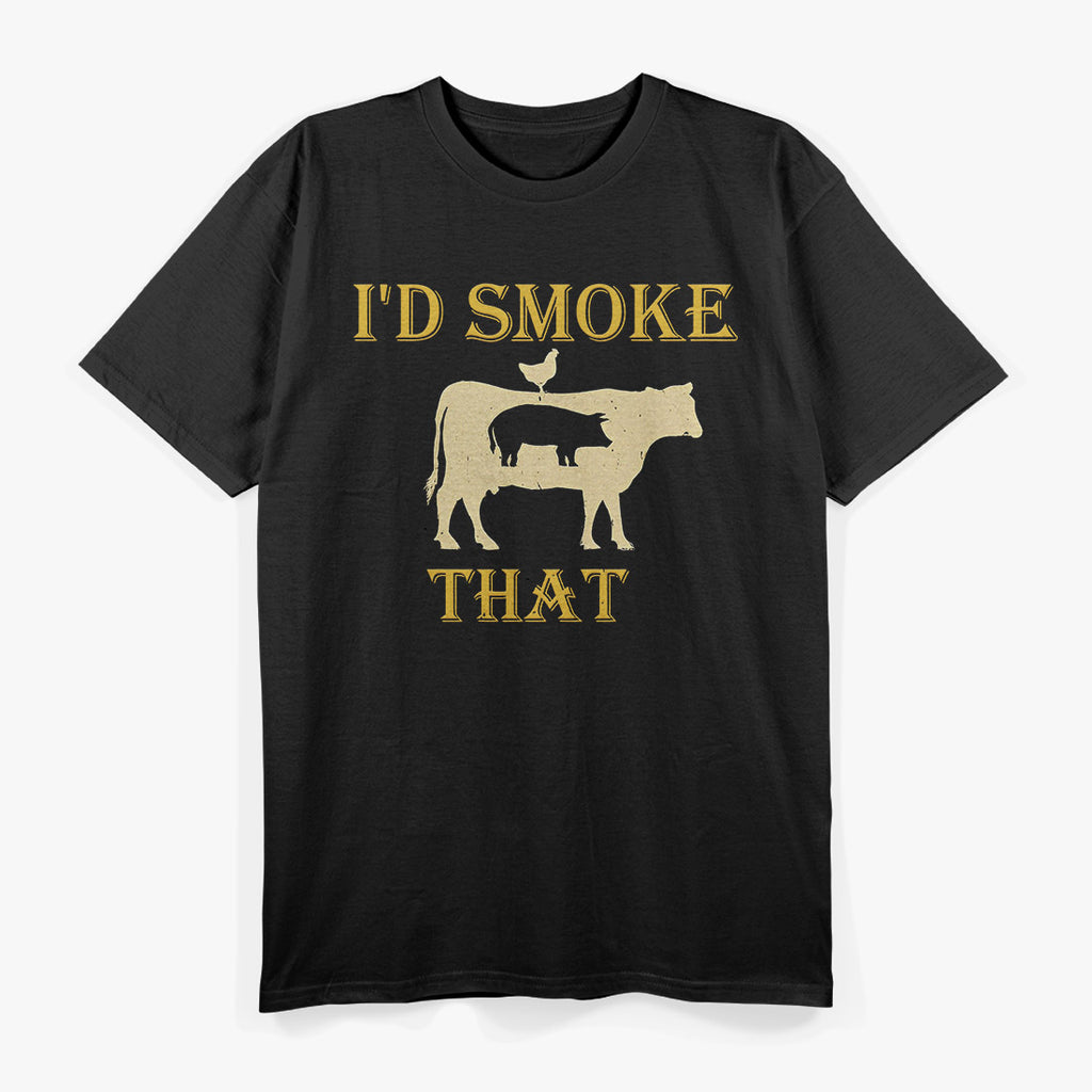 Funny BBQ Grill Shirt with Pig & Cow Design T-Shirt