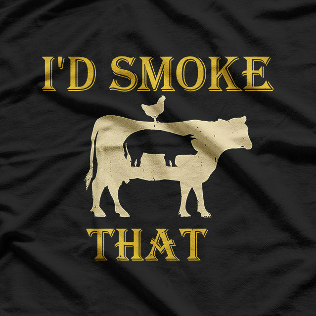 Funny BBQ Grill Shirt with Pig & Cow Design T-Shirt