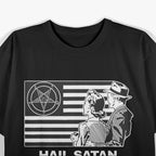 Hail Satan with Satanic Flag Dark Occult Satanism T-Shirt