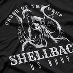 Shellback Deep Sea Serpent Navy Crossing the Line Graphic T-Shirt