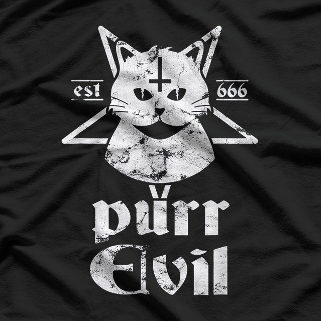Satanic Cat Purr Evil Satan Pentagram For Atheist T-Shirt