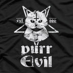 Satanic Cat Purr Evil Satan Pentagram For Atheist T-Shirt