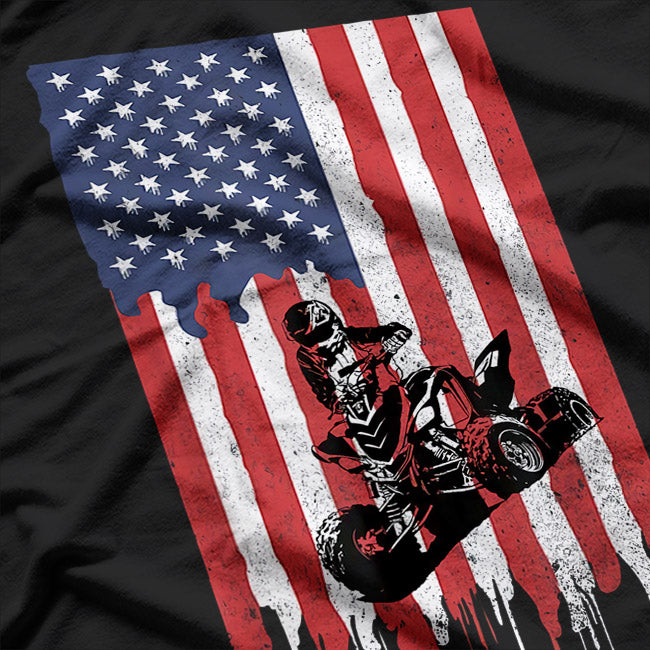USA Flag ATV Four Wheeler Quad Bike Off-Road Adventure T-Shirt