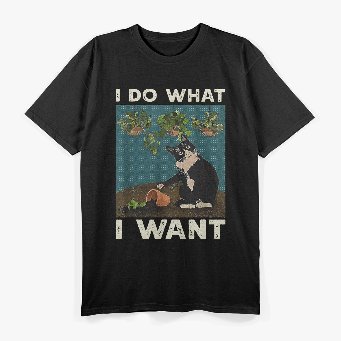 Funny Tuxedo Cat Gardening – Cute Cat Lover Gift T-Shirt