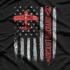 Aircraft Mechanic – Aviation Tech & American Flag Design T-Shirt