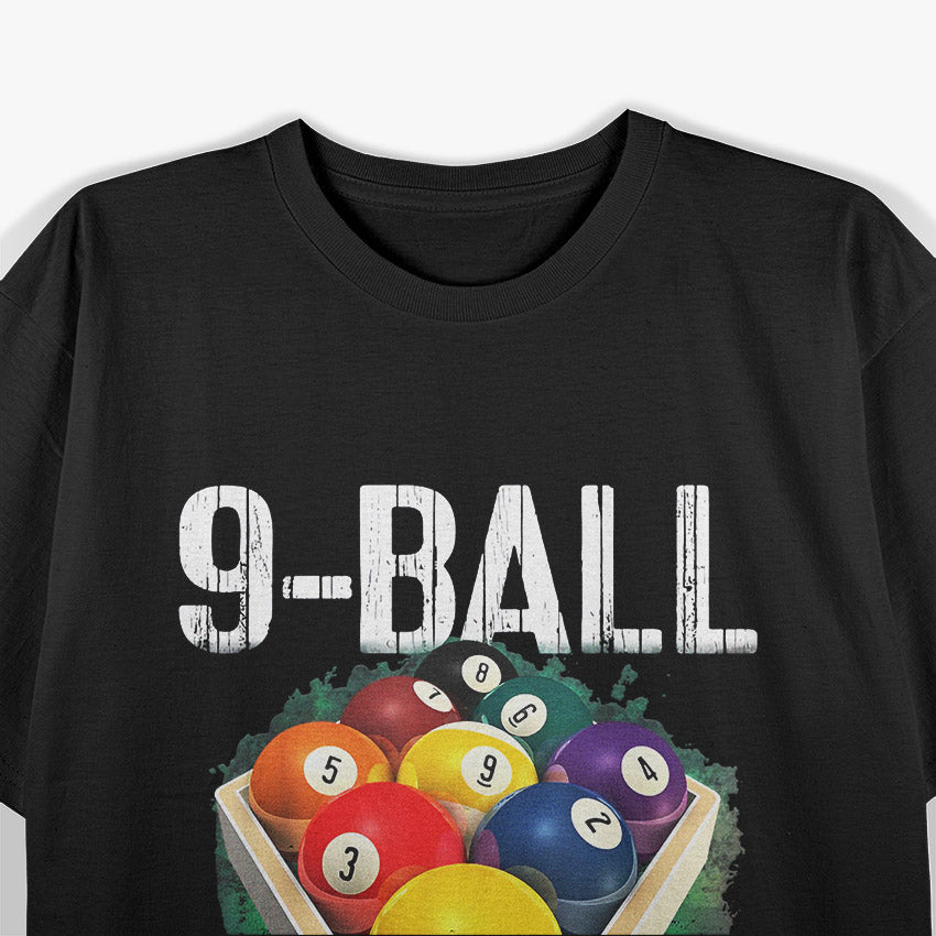 Pool Billiards 9 Ball Game Player Retro Sports Graphic T-Shirt