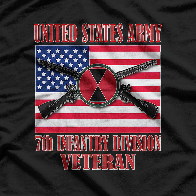 US Army 7th Infantry Division Veteran – American Flag T-Shirt