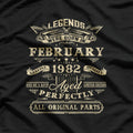 Legends Born February 1982 Funny Birthday T-Shirt