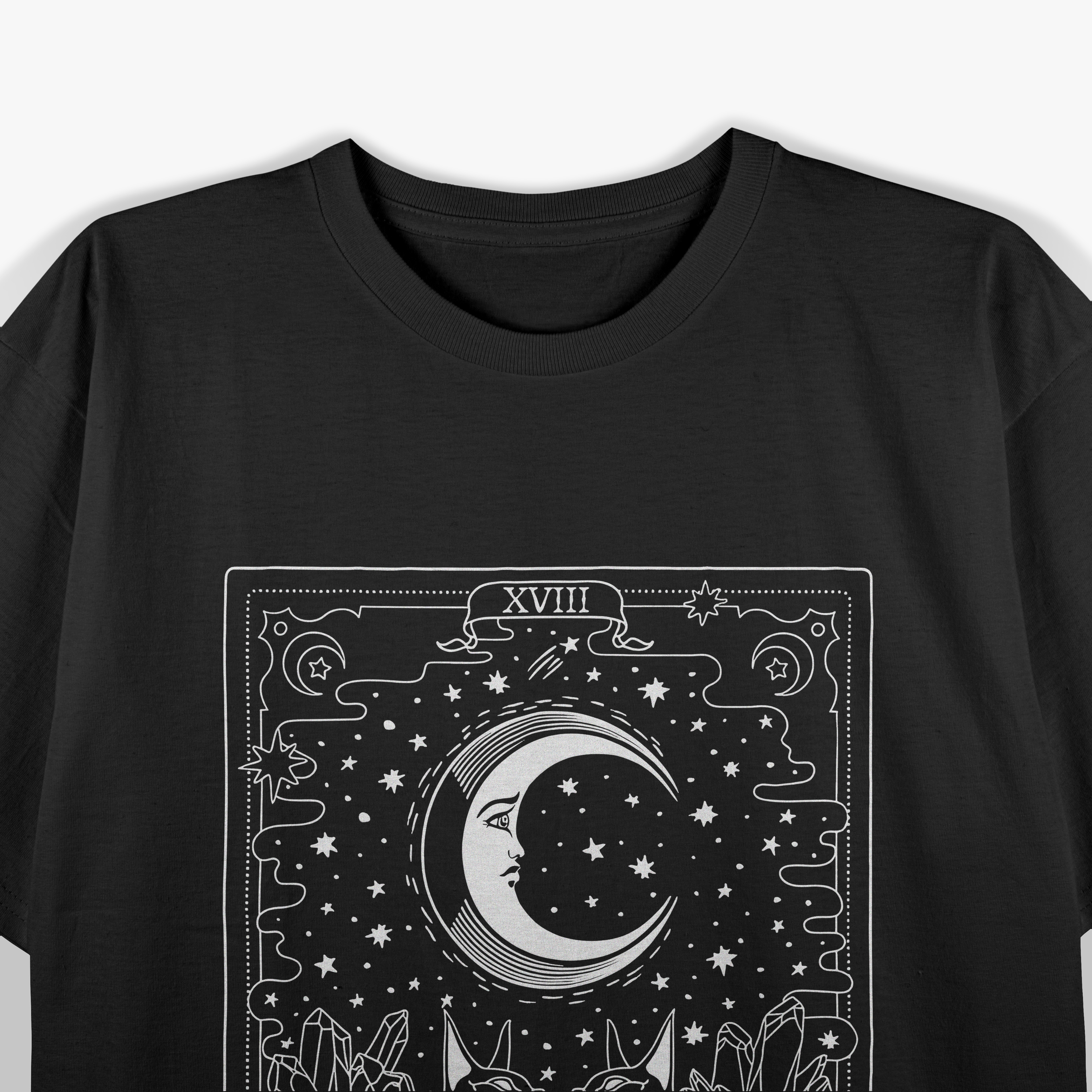 Tarot Card Crescent Moon And Sphynx Cat Lover Occult T-Shirt