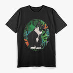 Tuxedo Cat And Tropical Flowers Tuxedo Cat Lover T-Shirt