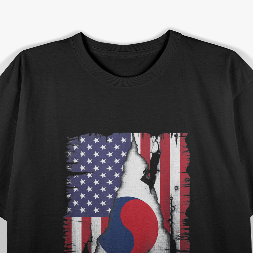 USA South Korea Flag Distressed South Korean Pride T-Shirt
