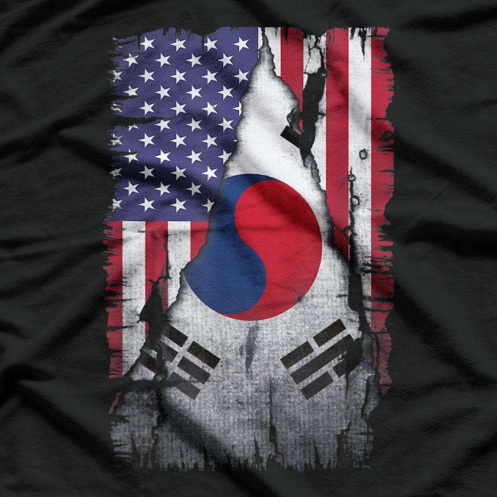 USA South Korea Flag Distressed South Korean Pride T-Shirt