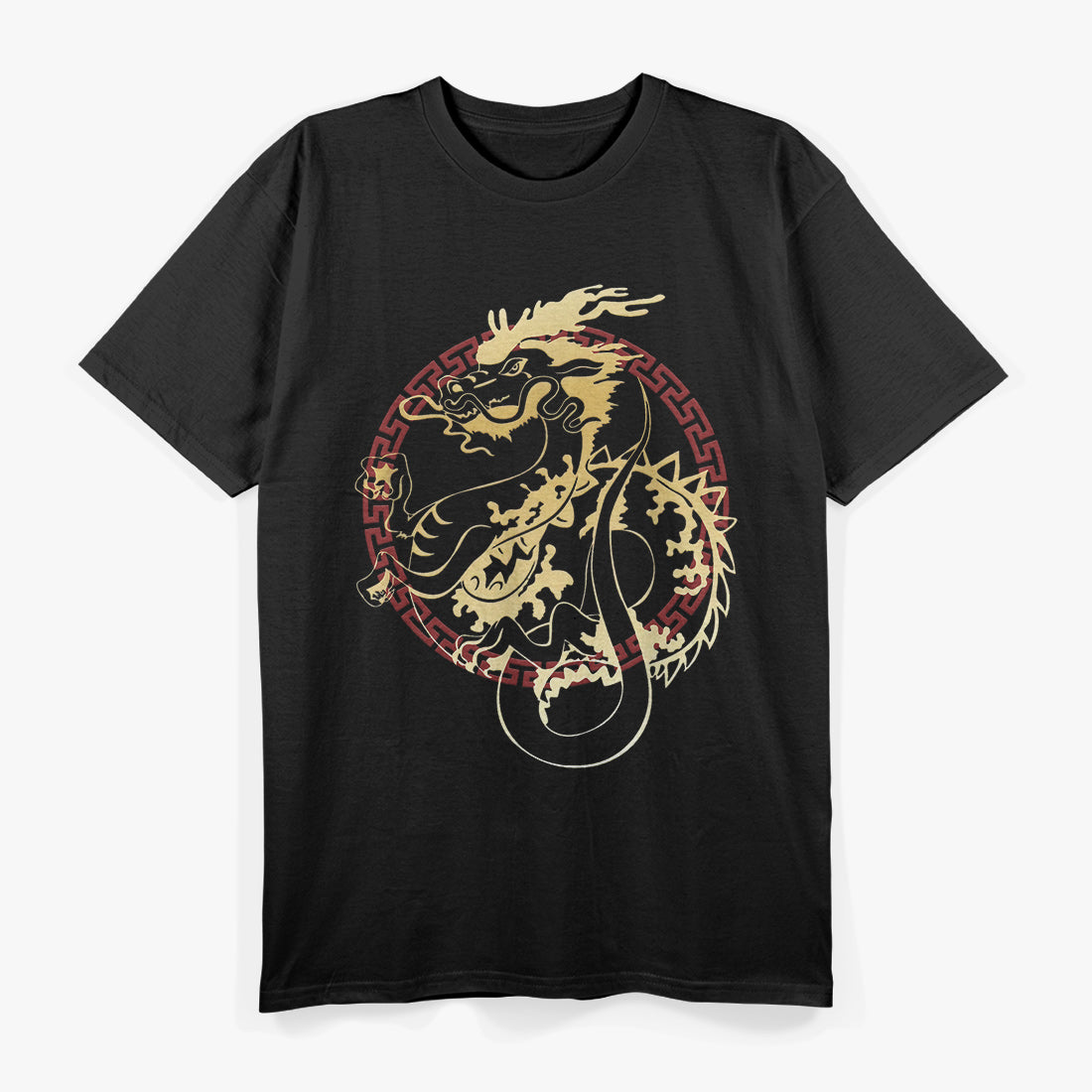 Asian Dragon with Red Chinese Accent - A Fierce Symbol of Strength and Fortune T-Shirt