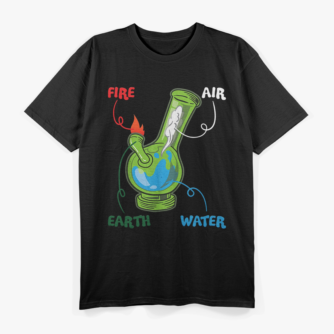 Elements of Smoking - Fire, Water, Air, THC Anatomy T-Shirt