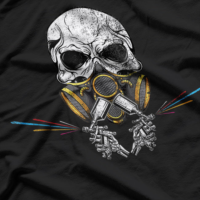 Car Painting Spray Gun Automotive Mens Skull Design T-Shirt