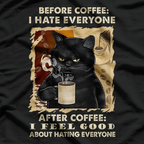 Coffee Black Cat - Funny Cat Lover T-Shirt