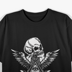 Freemason Compass Square All Seeing Eye Wings Masonic Skull T-Shirt