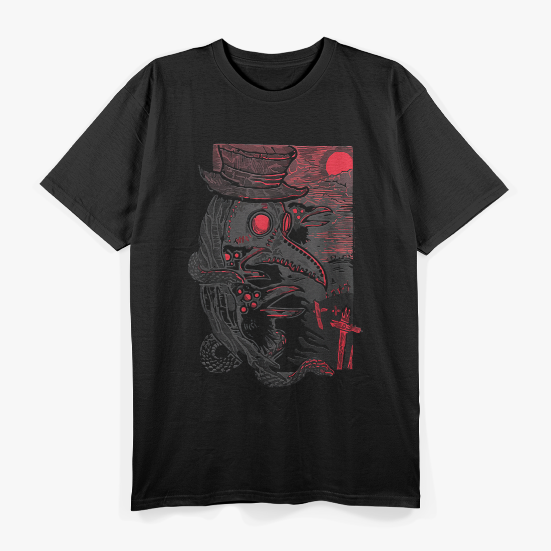 Plague Doctor & Raven - Medieval Gothic T-Shirt
