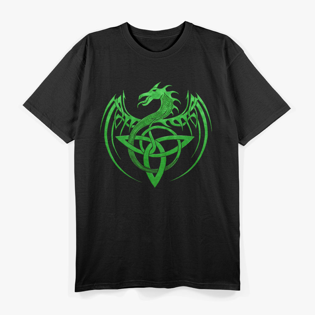 Green Celtic Knot Fantasy Majestic Celtic Dragon Design with Mystical Charm T-Shirt