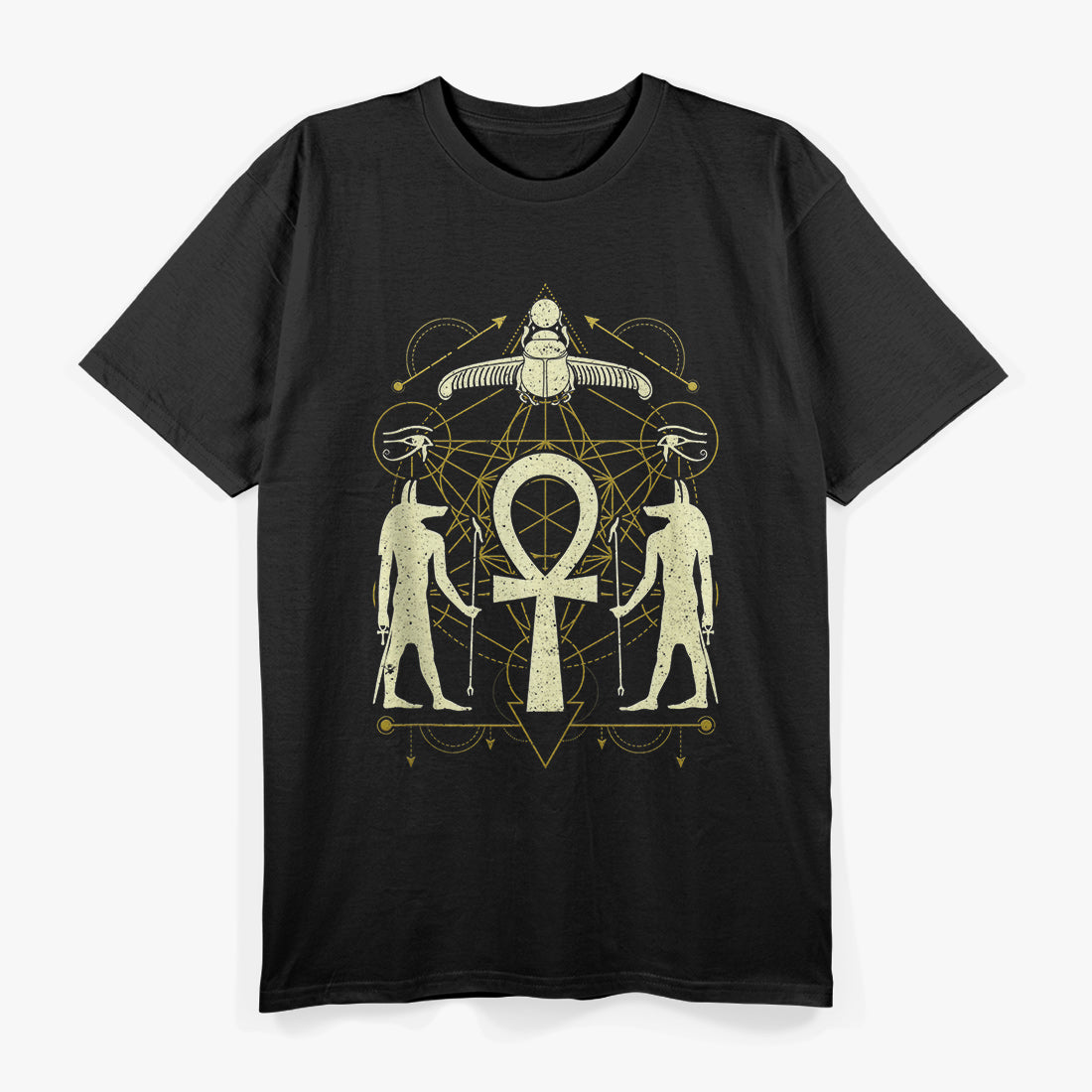 Egyptian Sacred Geometry Ankh and Horus Symbolism T-Shirt