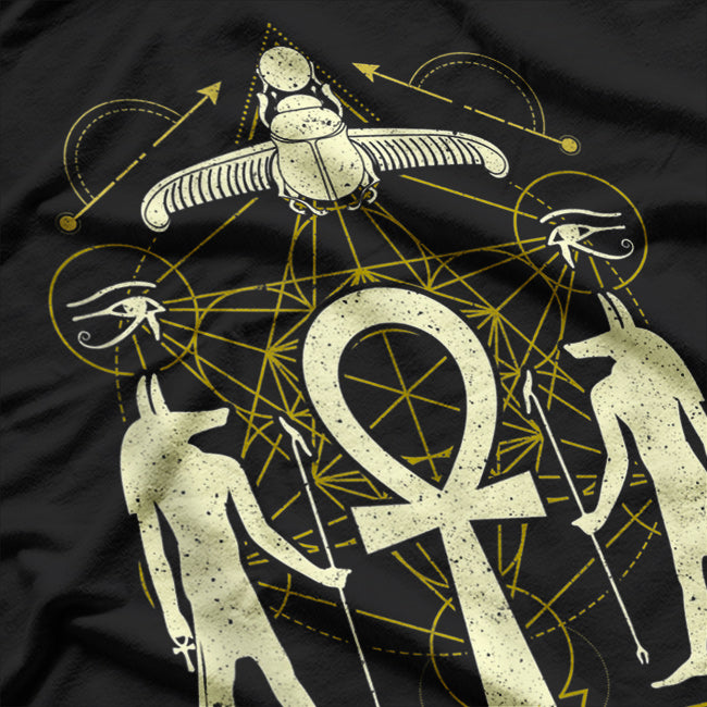 Egyptian Sacred Geometry Ankh and Horus Symbolism T-Shirt
