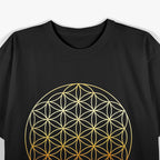 Flower of Life Symbol Sacred Gold Geometry Design T-Shirt
