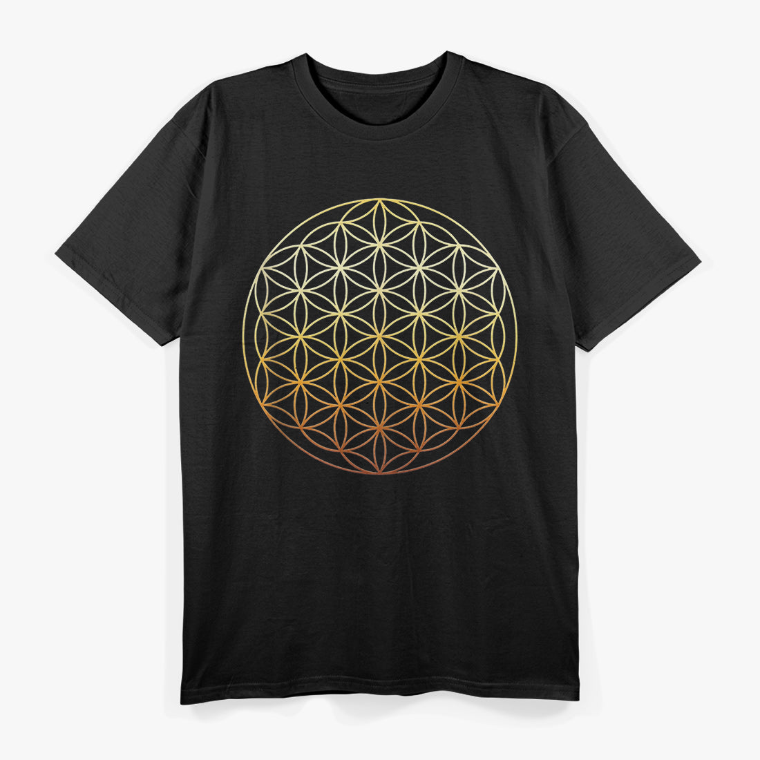 Flower of Life Symbol Sacred Gold Geometry Design T-Shirt