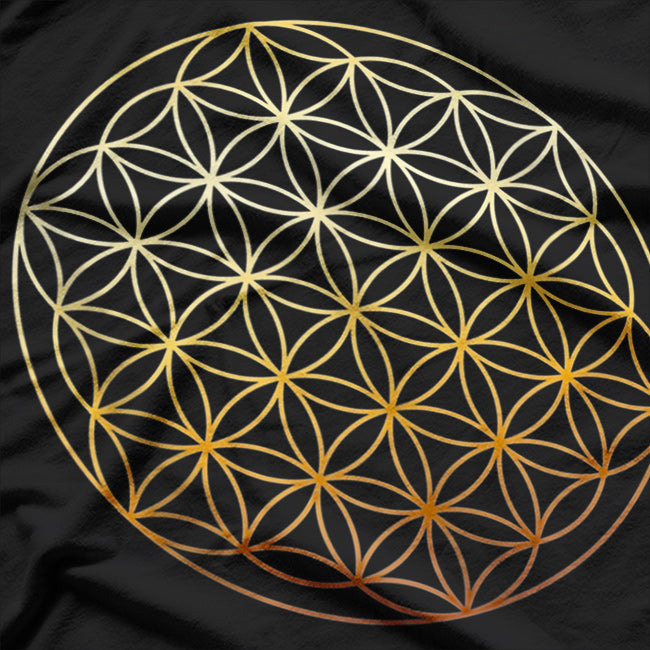Flower of Life Symbol Sacred Gold Geometry Design T-Shirt