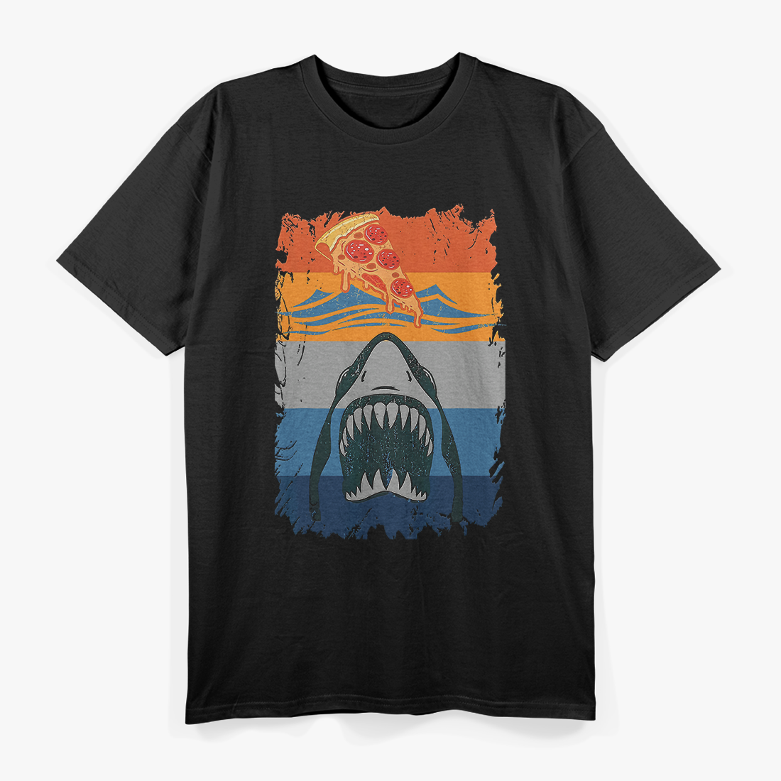 Pizza Shark Vintage - Funny Food Lover Retro T-Shirt