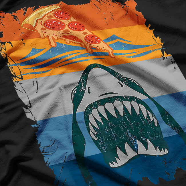 Pizza Shark Vintage - Funny Food Lover Retro T-Shirt