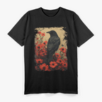 Gothic Raven & Rose Elegance in Darkness T-Shirt