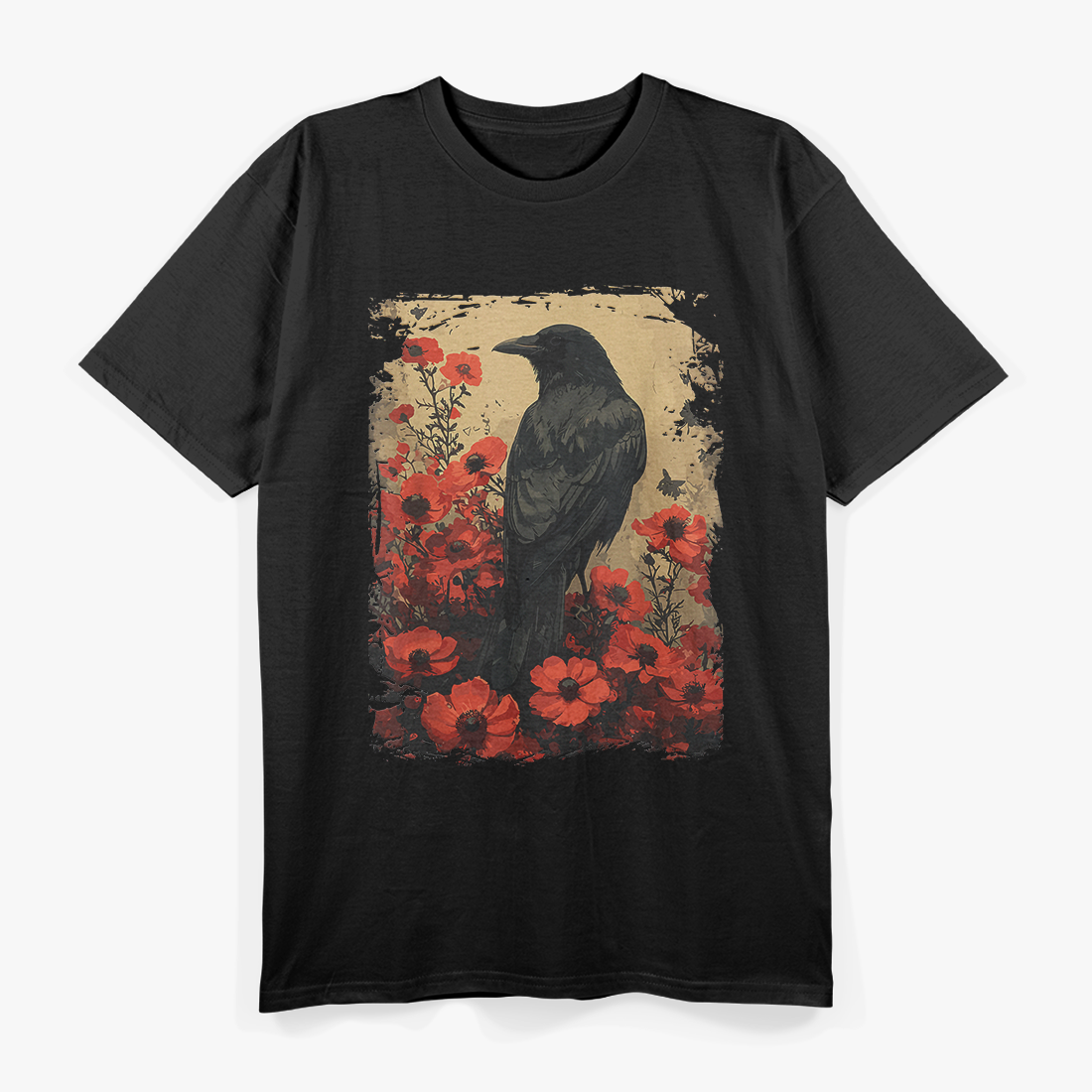 Gothic Raven & Rose Elegance in Darkness T-Shirt