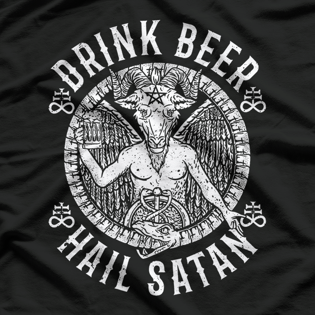 Hail Beer, Hail Satan – Funny Baphomet Drinking T-Shirt