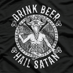 Hail Beer, Hail Satan – Funny Baphomet Drinking T-Shirt