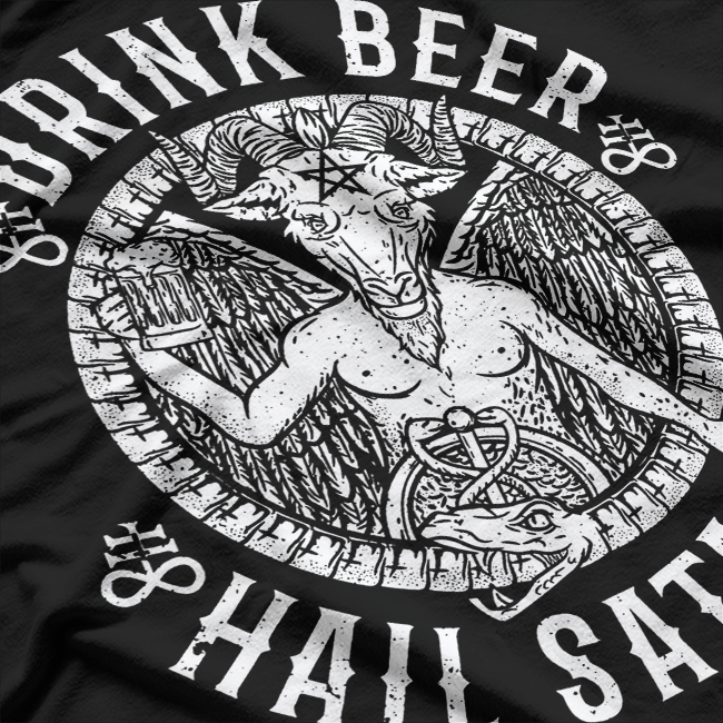 Hail Beer, Hail Satan – Funny Baphomet Drinking T-Shirt