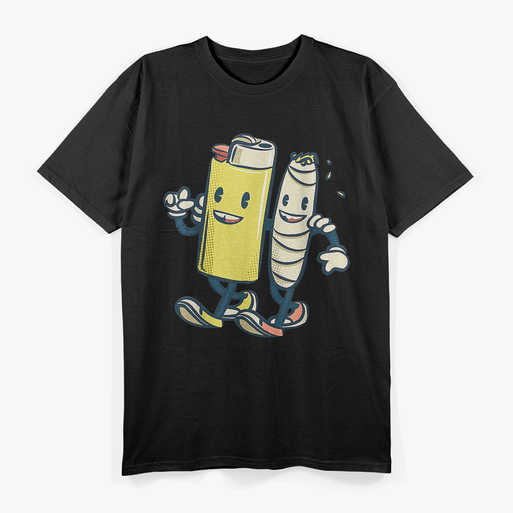Lighter & Joint - Funny Friends Smoking T-Shirt