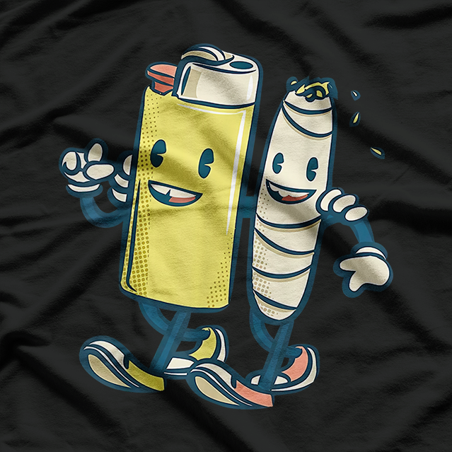 Lighter & Joint - Funny Friends Smoking T-Shirt