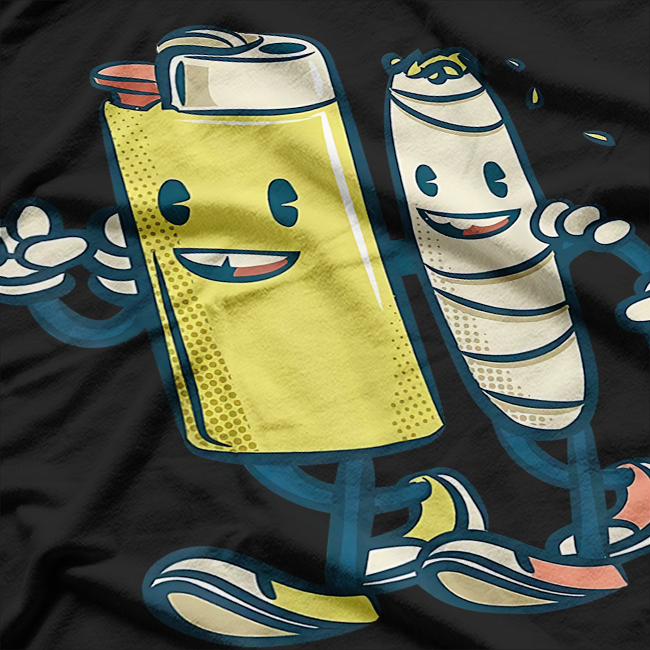 Lighter & Joint - Funny Friends Smoking T-Shirt