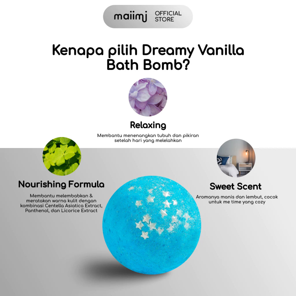 Maiimi Dreamy Vanilla Bath Bomb – Luxurious Fizzing Bath Soak