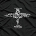 Full Phonetic Alphabet Funny Pilot Aviation Letters T-Shirt